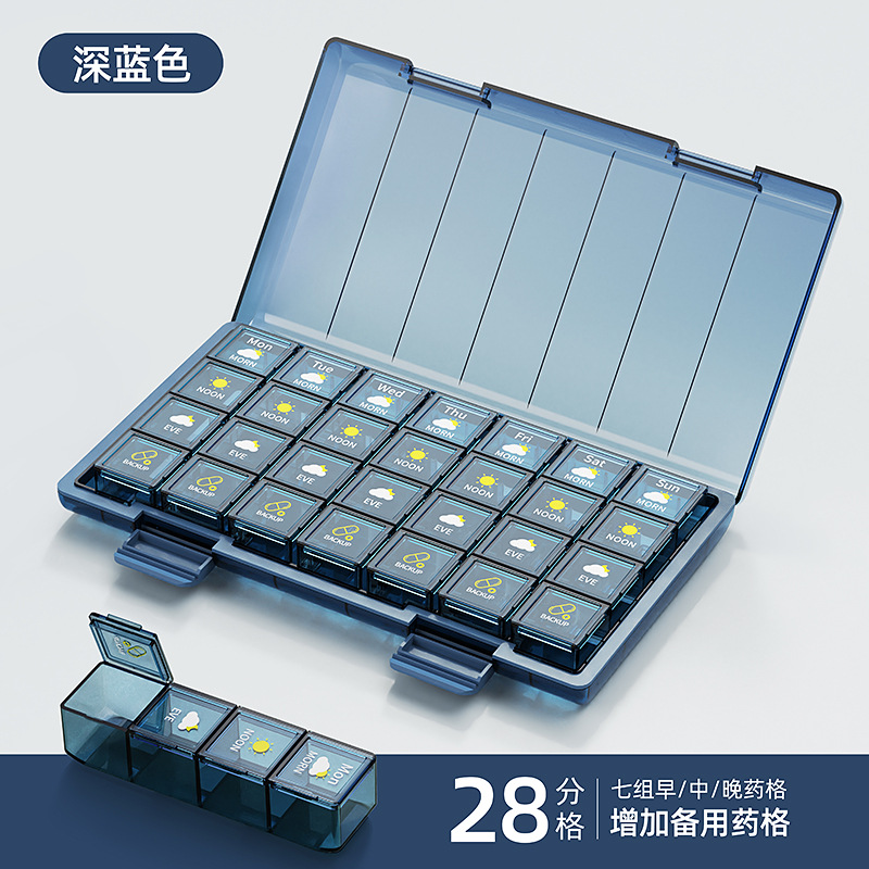 Borsa portapillole blu da 28 griglie