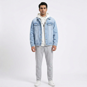 Heavy lined <b>men</b> <b>denim</b> <b>jacket</b> vintage style sherpa collar winter warm fashion outerwear with jean material casual - Product Image 1