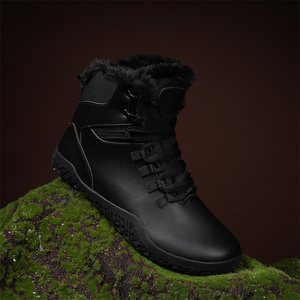 עמיד למים נעליים יחפות פרווה שלג חורף חם טיולים רגליים נשלף מגפי שלג גברים אפס ירידה חיצונית הליכה מגפי טרקים - Product Image 6