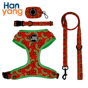 Hanyang OEM Custom super soft Dog Harness Set Custom Personalized Dog Collar And Leash Set Designer Dog Harness Pets Accesory