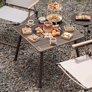 Diplomat Outdoor Folding <b>Table</b> Square With Cooling Sink And Charcoal Basin For Tea And Barbecue DFJ-702 - Product Image 1