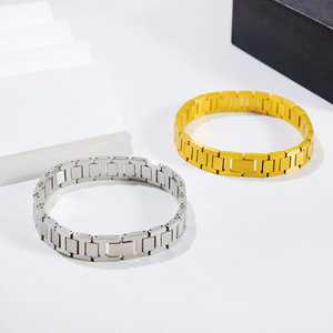 Bracciale Unisex in <span class=keywords><strong>Acciaio</strong></span> Inossidabile di Alta Qualità, Stile Punk, con Catena Magnetica a Rettangolo e Motivo Coccodrillo - Product Image 2