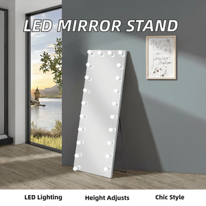 Đồ Nội Thất Phòng Ngủ LED Ánh Sáng Đứng Gương Với Kệ Holly Gỗ Gương Với Bóng Đèn LED Đầy Đủ Chiều Dài Mặc Quần Áo Gương - Product Image 2