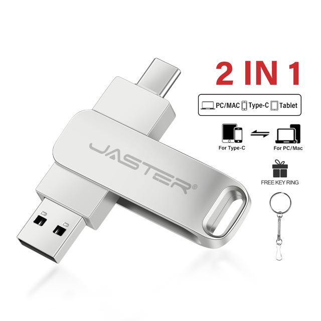 USB 2.0 TYPE-C Flash Drive USB C Flash Drive Metal Silver New Product Rotatable Custom logo Memory Stick