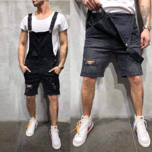 2024 pantalon à bretelles classique salopette combinaisons courtes jean short en jean pour hommes - Product Image 1
