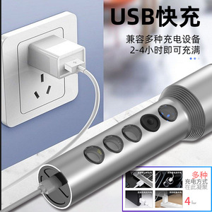 High Power Outdoor Ultra Bright <b>Led</b> Rechargeable Dual Beam Portable <b>Flashlight</b> Gray And Yellow 800mah 30h Battery Life - Product Image 3