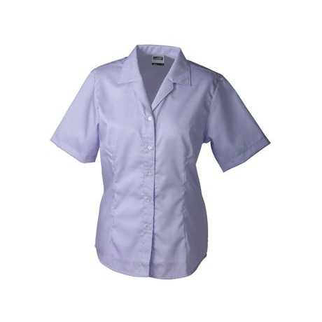 Stylish Ladies' Short-Sleeved Business Blouse Wrinkle-Free Embroidered Pattern Silk Knitted Fabric Stand Collar XS-XL for Autumn