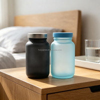 Pot en verre bleu mat de luxe personnalisé de 150 ml (5 oz, 150 cc) pour gommes, pilules, suppléments, huile de poisson, capsules