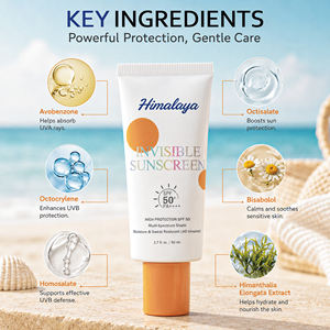 Private Label Invisible <strong>Sunscreen</strong> Gel SPF 50 Oil Free <strong>Clear</strong> Sunblock Face Primer No White Cast Vegan <strong>Sunscreen</strong> - Product Image 4