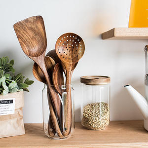 Set di 9 Utensili da Cucina Premium in Legno di Teak e Acacia, Cucchiai in Legno di Alta Qualità per Uso in Cucina - Product Image 5