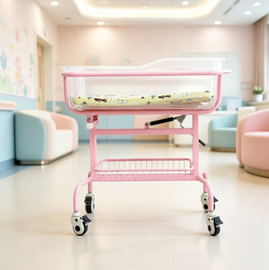 Chariot médical à ressort à gaz pour nourrissons 0-12 mois °   Berceau inclinable pour bébé en ABS avec roulettes à frein silencieux et panier de rangement - Product Image 1