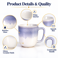 Tasse à café en céramique à glaçure réactive dégradée, tasse à thé en porcelaine bicolore, vente en gros, logo personnalisé, tasse cadeau