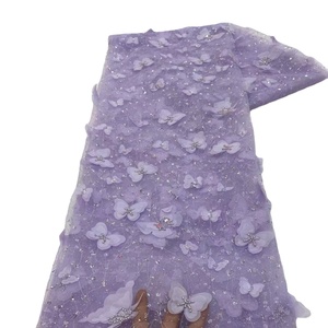 3D Bướm Thêu Lưới Đính Cườm Ren Đào Bướm Thêu Long Lanh Ren Vải Cho Ăn Mặc - Product Image 1