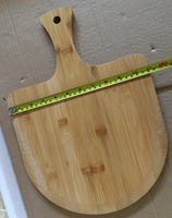 Planche à découper ronde en bois de bambou avec poignée pour four, gril et barbecue,