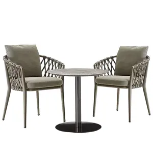 Vente en gros de mobilier pour café bistro chaises de jardin restaurant et d'hôtel avec salle à manger en aluminium en corde