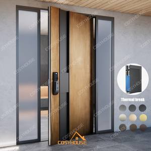 Porte d'entrée extérieure en aluminium moulé sur mesure avec panneaux latéraux, à rupture de pont thermique, de luxe - Product Image 5