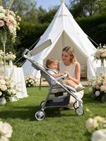Poussette bébé légère, pliage à une touche, cadre en aluminium, grand pare-soleil, position assise et inclinable pour bébé de 0 à 3 ans