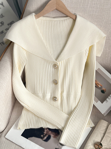 Maglione Slim a Maniche Lunghe da <span class=keywords><strong>Donna</strong></span> con Ampio Collo e Bottoni, Design Elegante e Raffinato, Vendita all'Ingrosso - Product Image 5