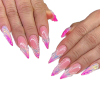 Faux ongles à presser en ABS, longs, couvrants, adhésifs, 24 pièces, haute qualité, souples, pré-dessinés, style français, colorés, avec FDS