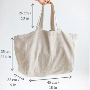 Bolsa francesa de lino 100% para bebé, bolsa de compras reutilizable ecológica con estilo de dama para uso en la <span class=keywords><strong>playa</strong></span>, bolsa de moda para mamá - Product Image 6