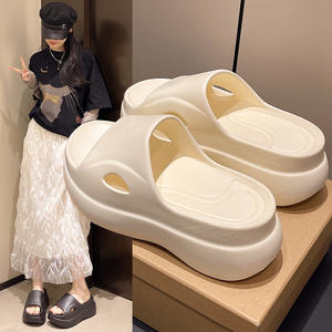 Sandalias de Verano para Mujer con Suela Gruesa de 6 cm, Antideslizantes, Ligeras, de Color Sólido, Blanco, Negro, Caqui, Marrón, para Primavera y Otoño - Product Image 1