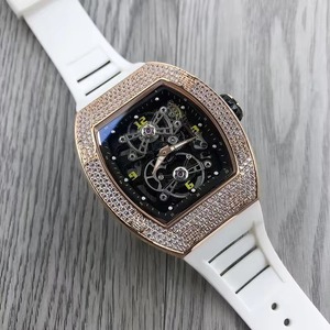 Reloj Mecánico de Lujo para Hombre, Caja de Fibra de Carbono Negra, Esqueleto en Oro Rosa, Forma Tonneau, Automático, Resistente al Agua, Venta al Por Mayor - Product Image 2