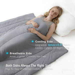 Couverture rafraîchissante pour les personnes qui ont chaud la nuit, légère et respirante pour l'été, couette douce double face avec sac de transport, bleu - Product Image 4