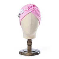 ZiFeng OEM Topi Turban Lipit Tiga Bunga Baru Topi Semangka Warna Solid Gaya Etnik Topi Turban Wanita CE