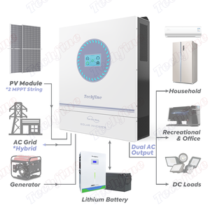 Écran tactile 11KW 11000W Double MPPT Double sortie AC Stockage solaire hybride 220VAC 230VAC 240VAC Prise en charge parallèle BH-11048SMHR - Product Image 5