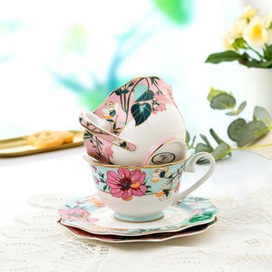 Wholesale European Style Printed Ceramic Tea <b>Set</b> Porcelain Bone China Tableware Tea <b>Cup</b> <b>and</b> <b>Saucer</b> - Product Image 2