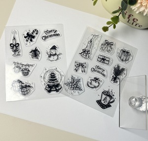 Timbri Trasparenti Natalizi WES 100x150mm in TPR Acrilico con Manico Rettangolare e Pad Intercambiabile per Forniture da Ufficio - Product Image 1