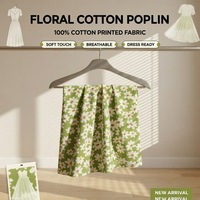 Tissu sergé imprimé floral vintage français de 0,5 mètre pour robe d'été, chemisier et jupe pour femme