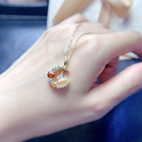 Pendentif Papillon de Lune en Grenat Spessartine Naturel, Bijoux Fins en Argent 925S, Vente en Gros, Souvenir de Mariage, Cadeau