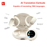Auriculares con Traductor IA, Recordatorio de Oración Musulmana, Brújula Qibla, 164+ Idiomas, Pantalla Inteligente LED, Estuche Resistente al Agua 5.4 IPX4