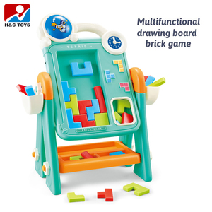 Kinder Doppelseitige Malstaffelei Schreibtafel <span class=keywords><strong>2</strong></span>-in-1 Bausteine-Spieltisch Spielzeug Kinder-Zeichenbrett - Product Image 2