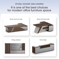 Bureau de direction en forme de L moderne et durable en bois MDF écologique avec armoire latérale