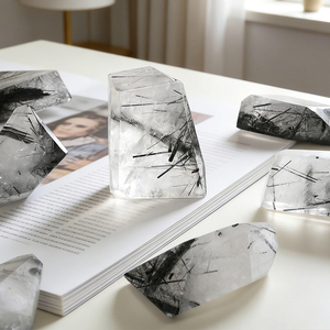 Bloc de cristal de guérison spirituelle de haute qualité en gros, quartz rutilé noir de forme libre pour la guérison à domicile - Product Image 3