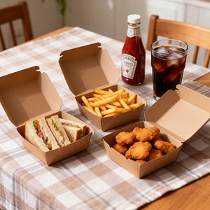 Scatole Personalizzate in Carta Kraft per Asporto di Sandwich, Ali di Pollo, Hamburger e Patatine Fritte - Product Image 4