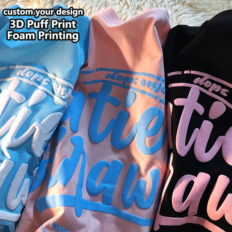 New Design Casual 3d Puff Print short sleeve tee shirt 100% Cotton men's t-shirts Custom Printing Your Brand