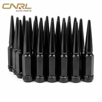 Écrous de roue à pointes noirs |   Écrous de roue coniques pointus M14x1.5 avec corps hexagonal pour applications automobiles, camions et roues personnalisées