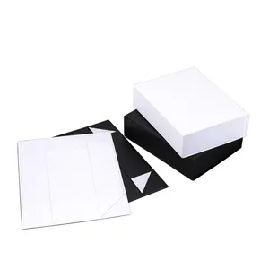 定制Logo折叠纸平板包装豪华磁性礼品盒批发可折叠黑色磁性礼品盒大