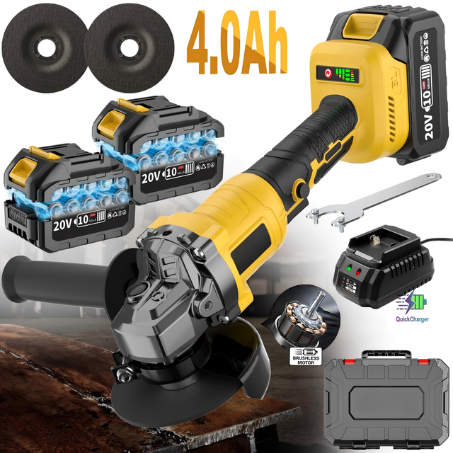 20V Industrial Brushless DIY Handheld Cordless Angle Grinder & Polisher Battery-Powered Portable Variable Speed Design
