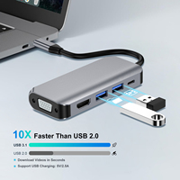 Adaptor Hub USB C 5-in-1 dari Aluminium Alloy dengan Multiport dan Dual Display (+VGA), USB High-Speed & Pengisian Daya PD 100W, Tersedia