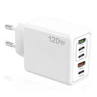 Bloc chargeur mural rapide 120W à 5 ports, station de charge USB, adaptateur multiprise, 3 ports PD Type C et 2 ports USB pour téléphones mobiles