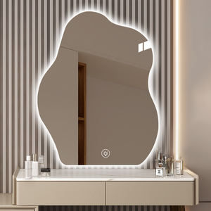 Miroir LED pleine longueur ondulé irrégulier sans cadre rétroéclairé avec interrupteur tactile sur pied pour chambre à coucher, salon, moderne, vente en gros - Product Image 5