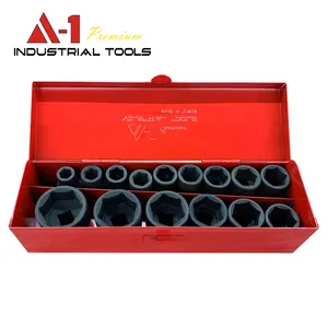 A-1专业手动工具15 Pcs 1/2英寸冲击插座套装带金属盒