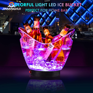 Source Factory Custom Logo Nightclub Restaurant Bar Acrylic <strong>Plastic</strong> <strong>Mini</strong> Boat Shape Printed Led Ice Bucket for VIP Service - Product Image 4