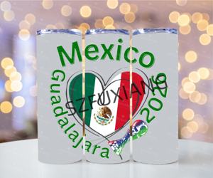 Tumbler in Acciaio Inox da 20oz con Grafica 'Viva La Mexico' per Tifosi di Calcio Nord Americani, USA, CAN, MEX - Product Image 3