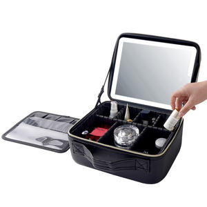 Trousse de Maquillage Portable Professionnelle Grande Capacité avec Sangle pour Rangement Cosmétique, Fermeture Éclair Moderne en PU - Product Image 3
