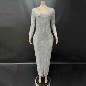 Novance Y4977 abiti all'ingrosso abiti formali abiti da sera <span class=keywords><strong>lunghi</strong></span> perle bianche abito <span class=keywords><strong>per</strong></span> festa di nozze Costume <span class=keywords><strong>per</strong></span> cantante - Product Image 1
